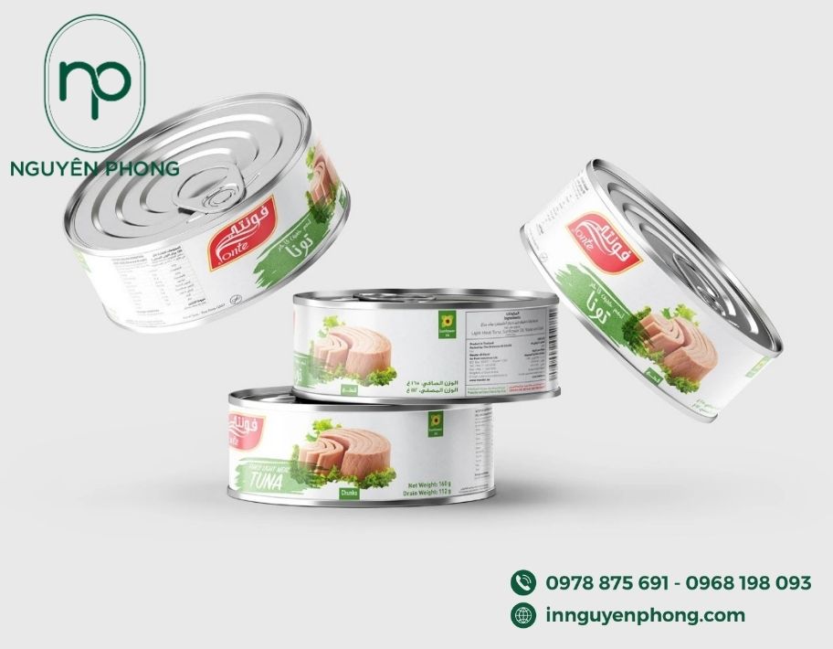 Mẫu tem nhãn ruốc cá dán lon 